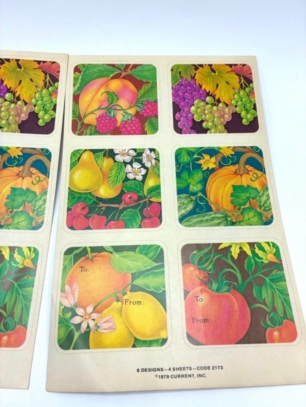Vintage 1979 Fruit Sticker Sheets Current Inc Canning Scrapbooking Fall